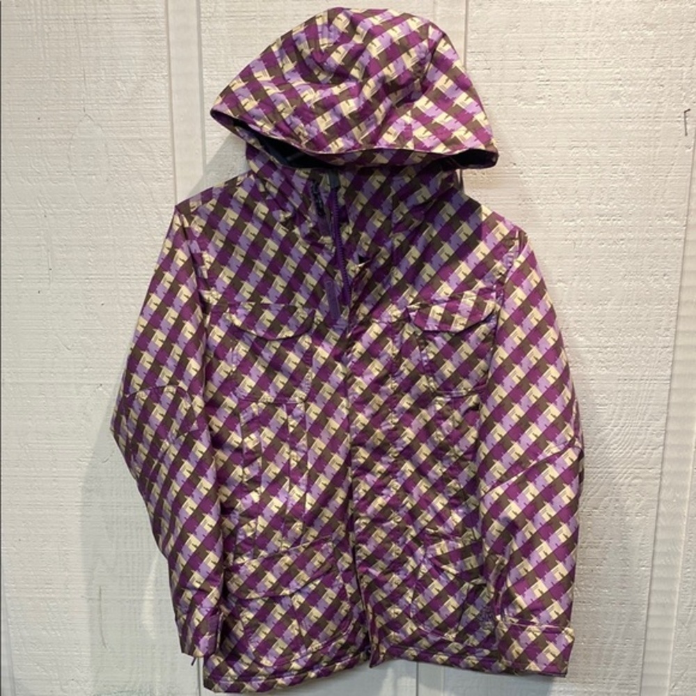 Sims Purple Checkered hooded winter ski Jacket size youth large